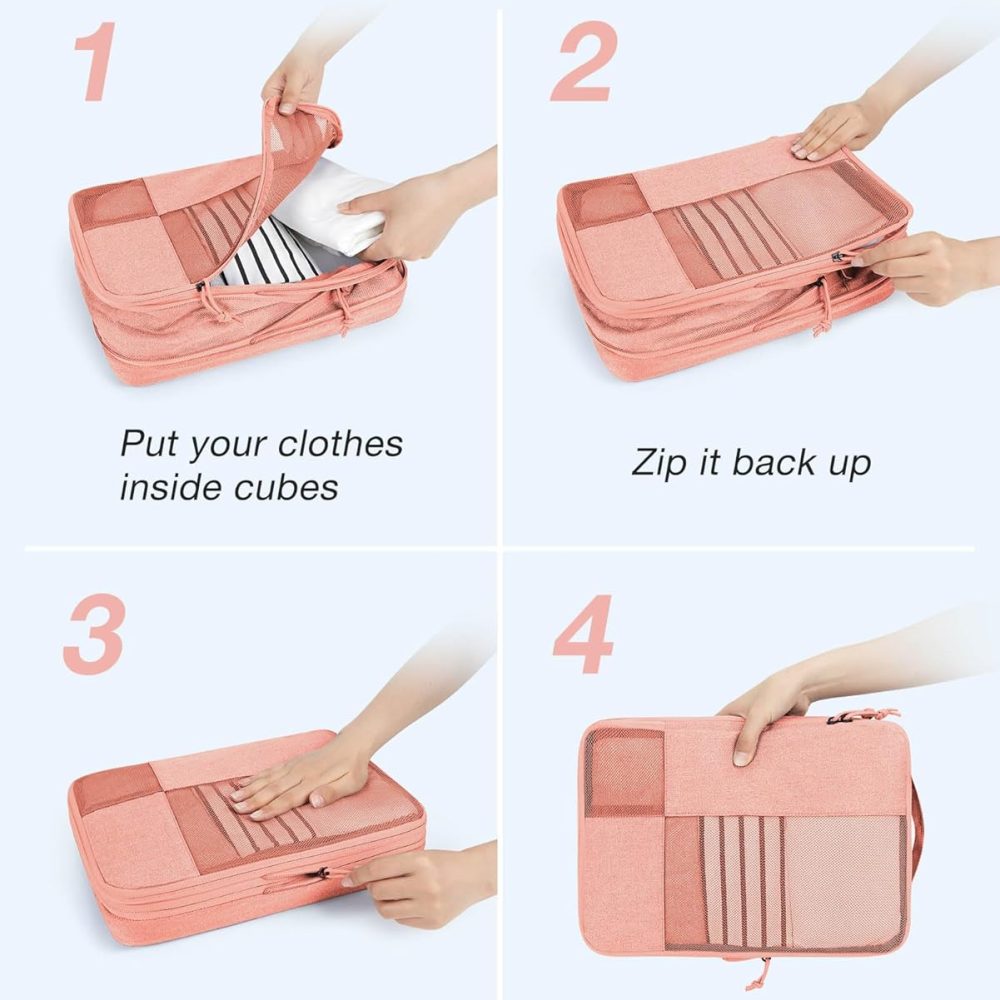 BAGSMART Compression Packing Cubes, 6 Set for Carry-on Suitcases, Travel Cubes & Suitcase Organizer With Shoe Bag - Image 4