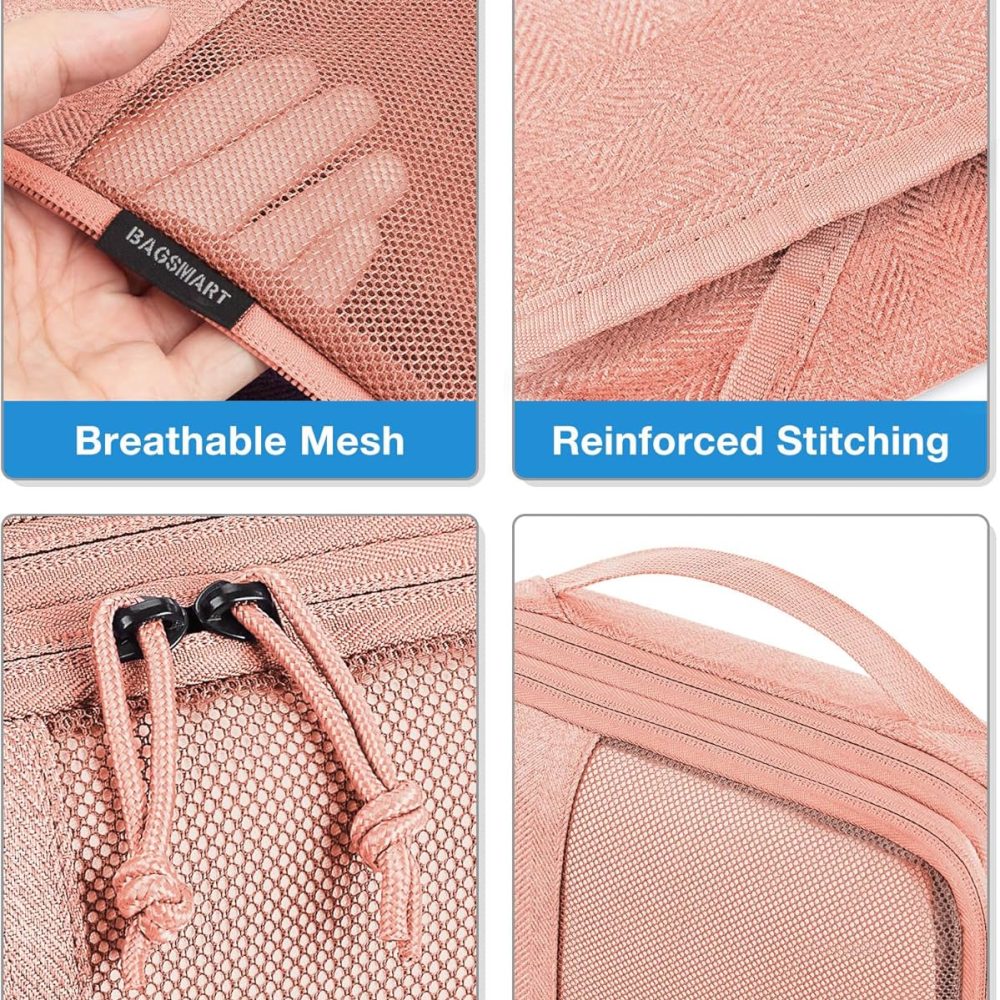 BAGSMART Compression Packing Cubes, 6 Set for Carry-on Suitcases, Travel Cubes & Suitcase Organizer With Shoe Bag - Image 5