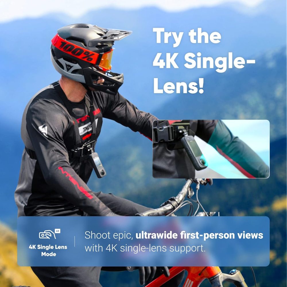 Insta360 X3 Get-Set Kit- Waterproof 360 Action Camera with 1/2" 48MP Sensors, 5.7K 360 Active HDR Video, 72MP 360 Photo, 4K Single-Lens, 60fps Me Mode, Stabilization, 2.29" Touchscreen, AI Editing - Image 3