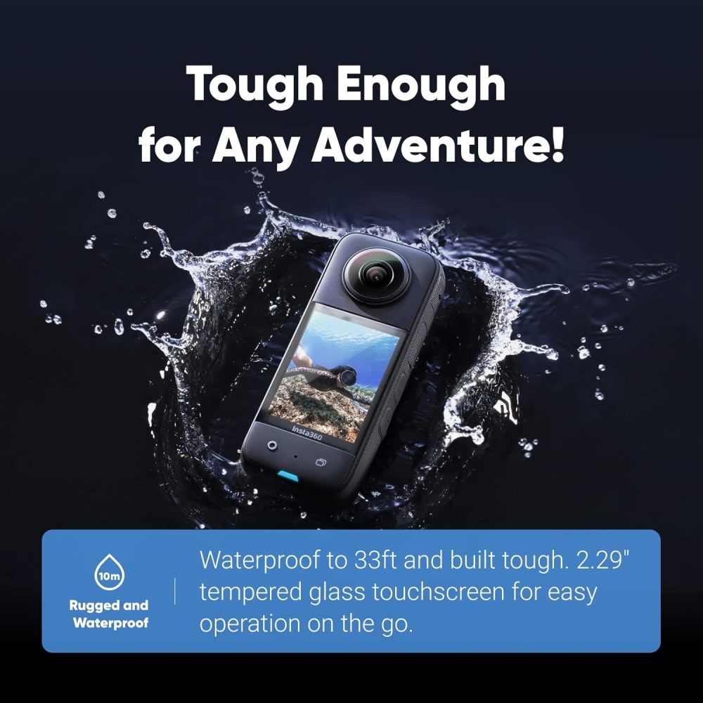 Insta360 X3 Get-Set Kit- Waterproof 360 Action Camera with 1/2" 48MP Sensors, 5.7K 360 Active HDR Video, 72MP 360 Photo, 4K Single-Lens, 60fps Me Mode, Stabilization, 2.29" Touchscreen, AI Editing - Image 8